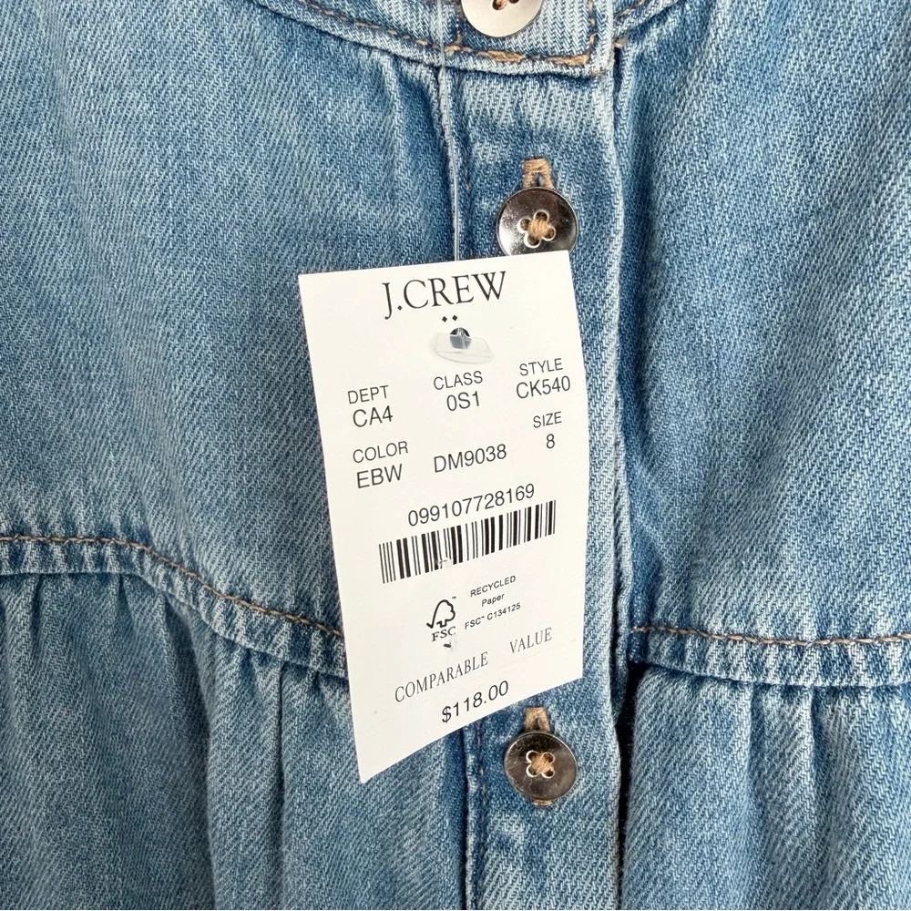 NWT J. Crew Ruffle Sleeve Button Up Mini Denim Dress - Picture 8 of 9